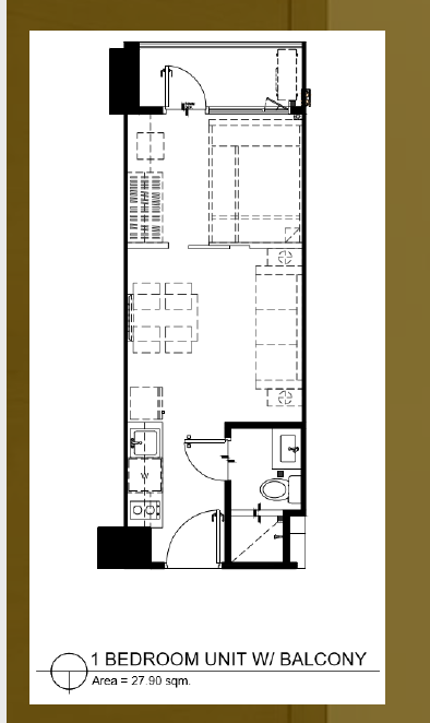 1 Bedroom unit with balcony at Gold Residences