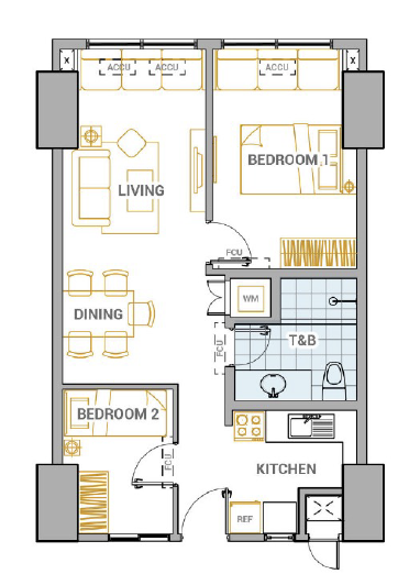 2 Bedroom unit at The Oriana