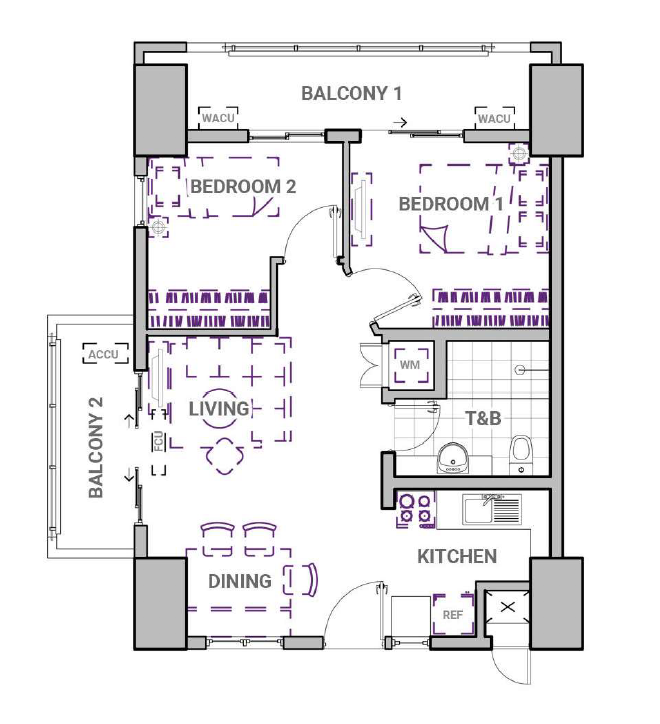 2 Bedroom unit at Sonora Garden Residences