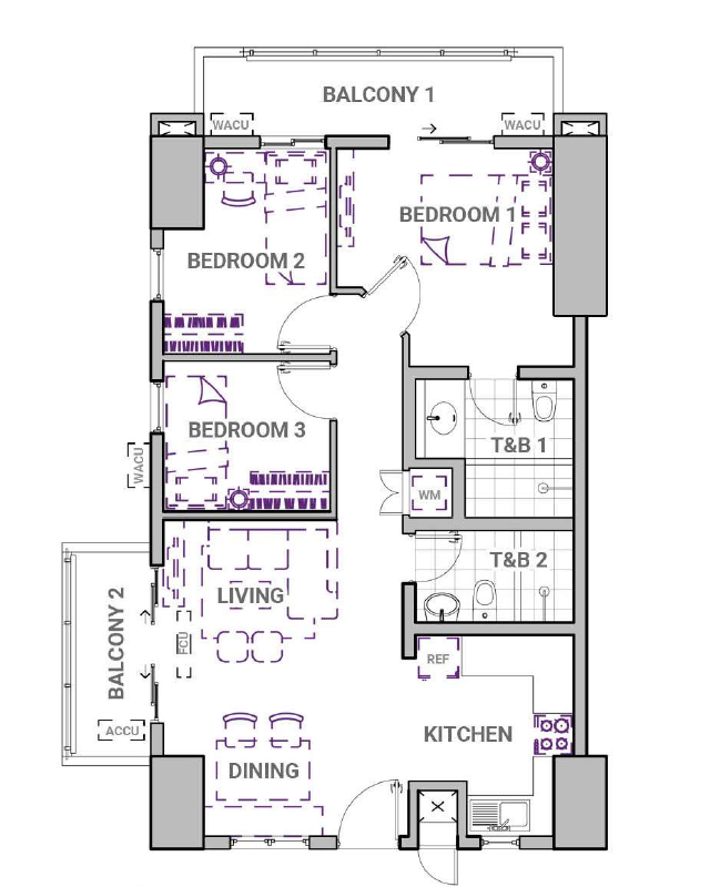 3 Bedroom unit at Sonora Garden Residences